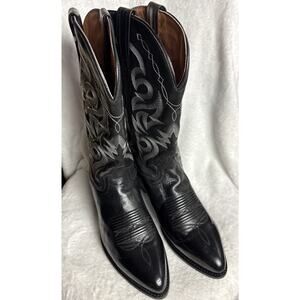 Dan Post Milwaukee Cowboy Boots Leather Black 10 EW 2110 Men’s Embroidered NWOT